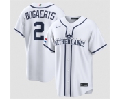 Men's Netherlands Baseball #2 Xander Bogaerts White 2026 World Baseball Classic Home Stadium Stitched Jersey