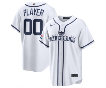 Men's Netherlands Baseball Active Player Custom White 2026 World Baseball Classic Home Stadium Stitched Jersey
