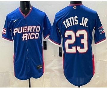 Men's Puerto Rico #23 Fernando Tatis Jr Blue 2026 World Baseball Classic Cool Base Jersey