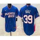Men's Puerto Rico #39 Edwin Diaz Blue 2026 World Baseball Classic Cool Base Jersey