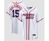 Men's Puerto Rico Baseball #15 Martín Maldonado White 2026 World Baseball Classic Home Stadium Stitched Jersey