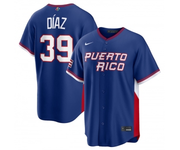 Men's Puerto Rico Baseball #39 Edwin Díaz Blue 2026 World Baseball Classic Road Stadium Stitched Jersey