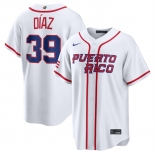 Men's Puerto Rico Baseball #39 Edwin Díaz White 2026 World Baseball Classic Home Stadium Stitched Jersey