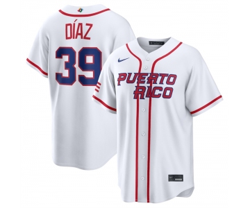 Men's Puerto Rico Baseball #39 Edwin Díaz White 2026 World Baseball Classic Home Stadium Stitched Jersey