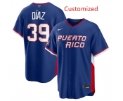 Men's Puerto Rico Baseball Customized Blue 2026 World Baseball Classic Road Stadium Stitched Jersey