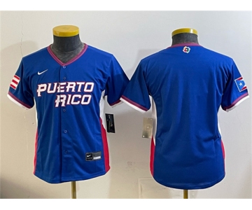 Youth Puerto Rico Baseball Blank Royal 2026 World Baseball Classic Road Stadium Stitched Baseball Jersey