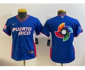Youth Puerto Rico Baseball Royal 2026 World Baseball Classic Big Logo Road Stadium Stitched Baseball Jersey