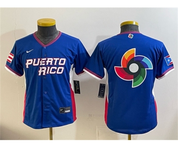 Youth Puerto Rico Baseball Royal 2026 World Baseball Classic Big Logo Road Stadium Stitched Baseball Jersey