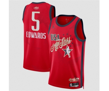 Men's 2026 All-Star #5 Anthony Edwards Red Stitched Basketball Jersey