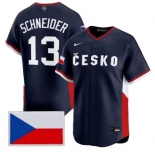 Men's Czech Republic Baseball #13 Martin Schneider Nike Navy 2026 World Baseball Classic Jersey Men's Czech Republic Baseball #13 Martin Schneider Nike Navy 2026 World Baseball Classic Jersey