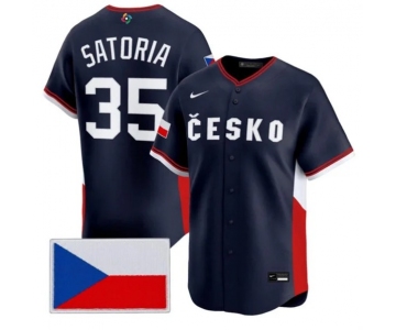 Men's Czech Republic Baseball #35 Ondej Satoria Nike Navy 2026 World Baseball Classic Jersey