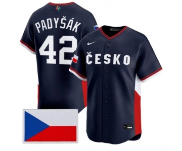 Men's Czech Republic Baseball #42 Daniel Padyk Nike Navy 2026 World Baseball Classic Jersey