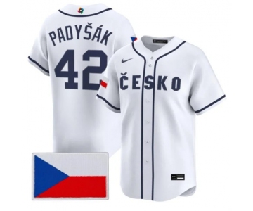 Men's Czech Republic Baseball #42 Daniel Padyk Nike White 2026 World Baseball Classic Jersey