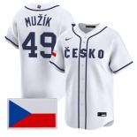 Men's Czech Republic Baseball #49 Martin Muk Nike White 2026 World Baseball Classic Jersey Men's Czech Republic Baseball #49 Martin Muk Nike White 2026 World Baseball Classic Jersey