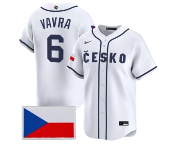 Men's Czech Republic Baseball #6 Terrin Vavra Nike White 2026 World Baseball Classic Jersey