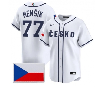 Men's Czech Republic Baseball #77 Vojtch Menk Nike White 2026 World Baseball Classic Jersey
