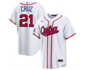 Men's Cuba Baseball #21 Naykel Cruz White 2026 World Baseball Classic Home Stadium Stitched Jersey Men's Cuba Baseball #21 Naykel Cruz White 2026 World Baseball Classic Home Stadium Stitched Jersey