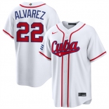 Men's Cuba Baseball #22 Frank Alvarez White 2026 World Baseball Classic Home Stadium Stitched Jersey Men's Cuba Baseball #22 Frank Alvarez White 2026 World Baseball Classic Home Stadium Stitched Jersey