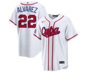 Men's Cuba Baseball #22 Frank Alvarez White 2026 World Baseball Classic Home Stadium Stitched Jersey Men's Cuba Baseball #22 Frank Alvarez White 2026 World Baseball Classic Home Stadium Stitched Jersey