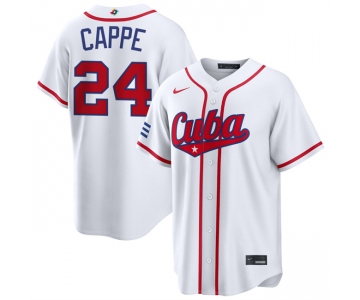 Men's Cuba Baseball #24 Yiddi Cappe White 2026 World Baseball Classic Home Stadium Stitched Jersey
