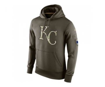 Men''s Kansas City Royals Nike Olive Salute To Service KO Performance Hoodie