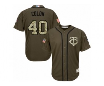 Youth Majestic Minnesota Twins #40 Bartolo Colon Authentic Green Salute to Service MLB Jersey