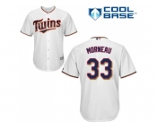Youth Minnesota Twins #33 Justin Morneau White Cool Base Stitched MLB Jersey