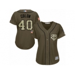 Women Majestic Minnesota Twins #40 Bartolo Colon Replica Green Salute to Service MLB Jersey Women Majestic Minnesota Twins #40 Bartolo Colon Replica Green Salute to Service MLB Jersey