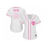 Women Majestic Minnesota Twins #40 Bartolo Colon Replica White Fashion Cool Base MLB Jersey Women Majestic Minnesota Twins #40 Bartolo Colon Replica White Fashion Cool Base MLB Jersey