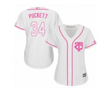 Women's Majestic Minnesota Twins #34 Kirby Puckett Replica White Fashion Cool Base MLB Jersey