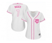 Women's Majestic Minnesota Twins #7 Joe Mauer Replica White Fashion Cool Base MLB Jersey