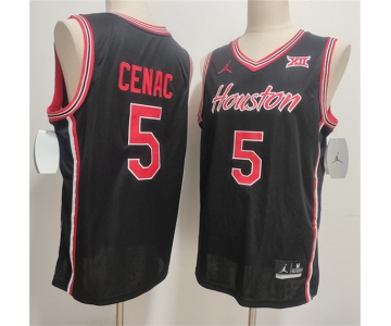 Men's Houston Cougars #5 Chris Cenac Jr. Black Stitched Football Jersey