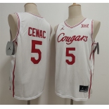 Men's Houston Cougars #5 Chris Cenac Jr. White Stitched Football Jersey