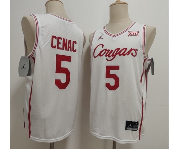 Men's Houston Cougars #5 Chris Cenac Jr. White Stitched Football Jersey