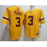 Men's Minnesota Golden Gophers #3 Koi Perich Yellow F.U.S.E. Stitched Jersey