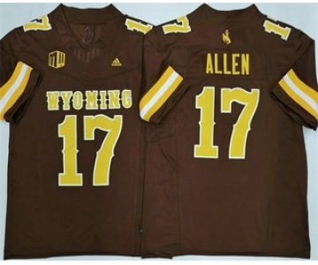 Men's Wyoming Cowboys #17 Josh Allen Limited Brown FUSE College Football Jersey