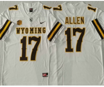 Men's Wyoming Cowboys #17 Josh Allen White Vapor Limited Stitched Nike Jersey