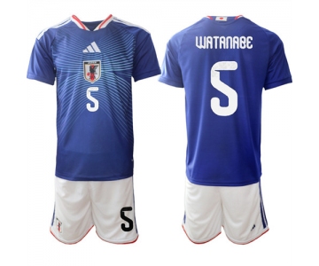 Men's Japan #5 WATANABE National Team FIFA x World Cup 2026 Home Blue On Field Jersey