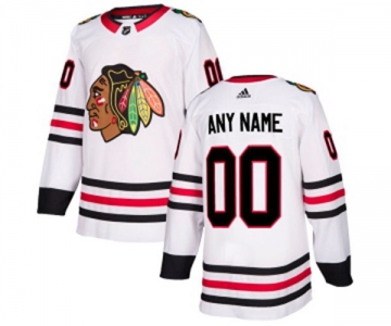 Men Adidas Chicago Blackhawks Customized Authentic White Away NHL Jersey