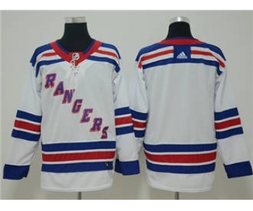 Men's New York Rangers Customized White Road Stitched Hockey Jersey