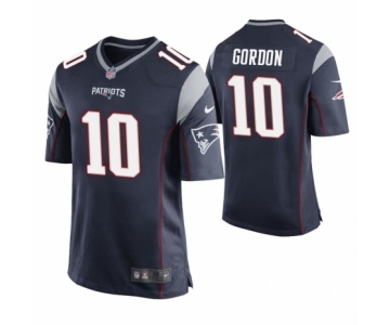 Men New England Patriots #10 Josh Gordon Navy Game Jersey