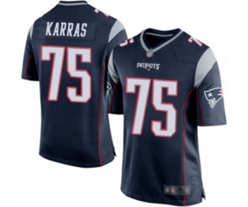 Men's New England Patriots #75 Ted Karras Game Navy Blue Team Color Football Jersey