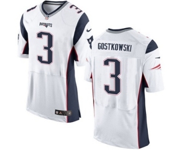 Men's Nike New England Patriots #3 Stephen Gostkowski Elite White NFL Jersey