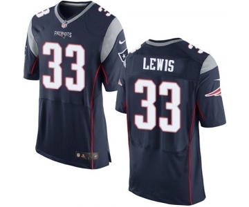 Men's Nike New England Patriots #33 Dion Lewis Elite Navy Blue Team Color NFL Jersey