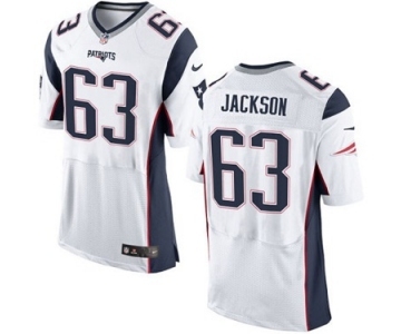 Men's Nike New England Patriots #63 Tre Jackson Elite White NFL Jersey
