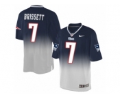 Men's Nike New England Patriots #7 Jacoby Brissett Elite Navy Grey Fadeaway NFL Jersey