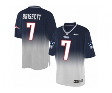 Men's Nike New England Patriots #7 Jacoby Brissett Elite Navy Grey Fadeaway NFL Jersey