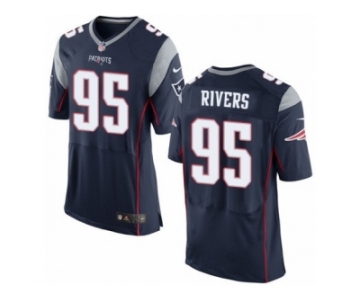 Men's Nike New England Patriots #95 Derek Rivers Elite Navy Blue Team Color NFL Jersey