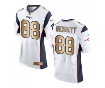 Nike New England Patriots #88 Martellus Bennett White Men's Stitched NFL New Elite Gold Jersey