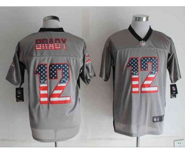 nike nfl jerseys new england patriots #12 brady grey[Elite USA flag fashion shadow]